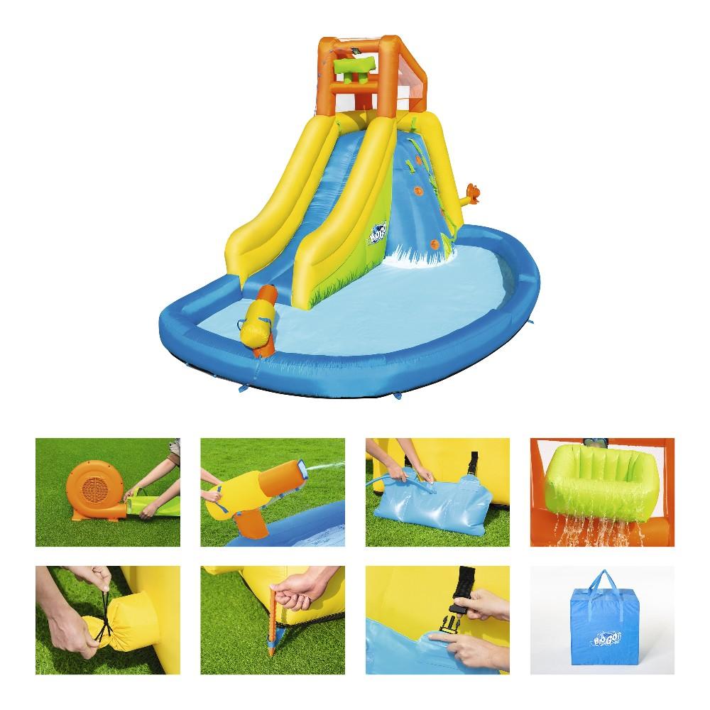 Bestway H2OGO!™ Wasserpark mit Dauergebläse „Mount Splashmore“ 5-10 Jahre 435 x 286 x 267 cm