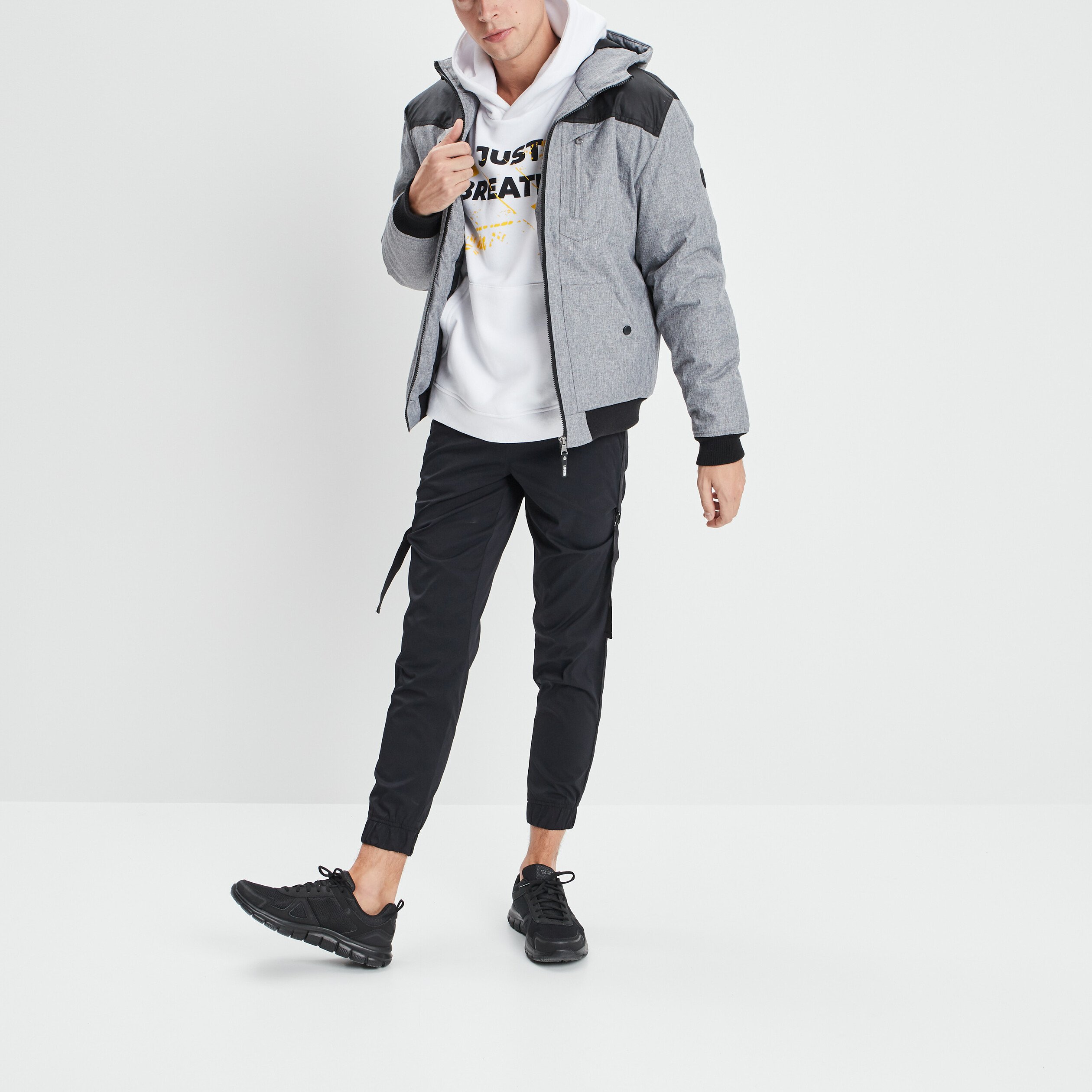 Sweat à capuche hoodie poche ventrale blanc homme | La Halle