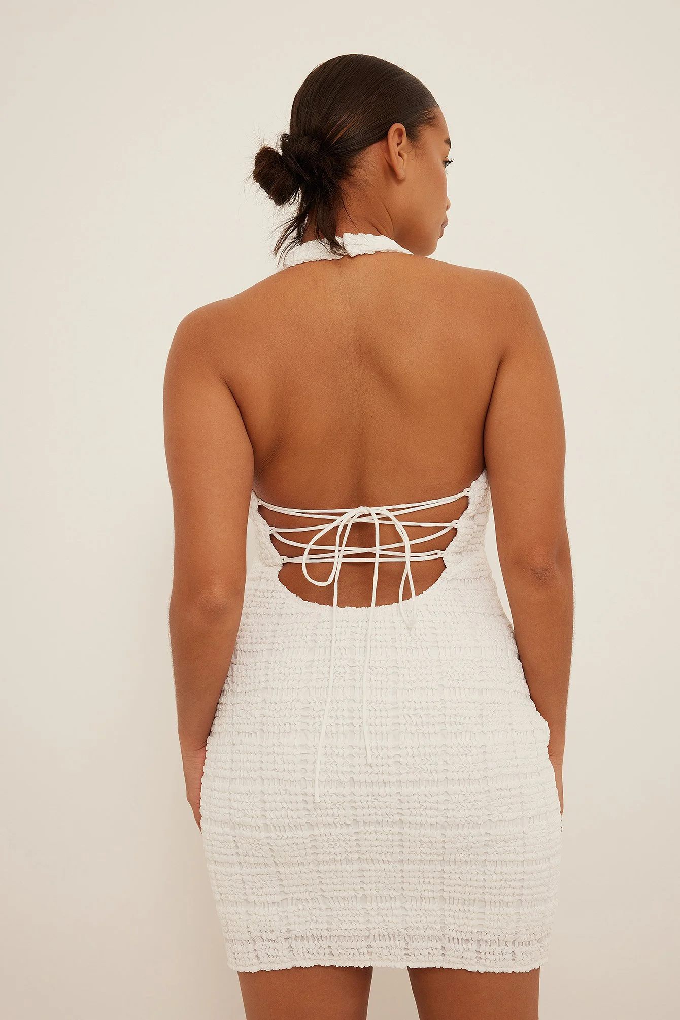 Textured Halterneck Mini Dress