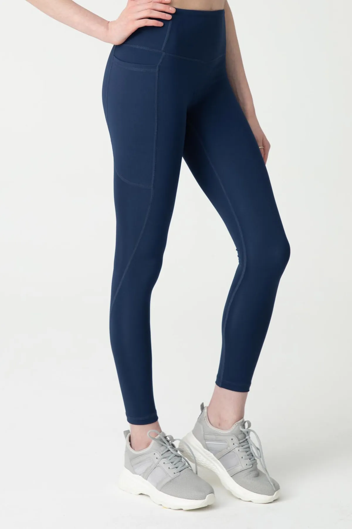 LOS OJOS  Marineblaue Mono-Sportleggings mit hoher Taille und doppelten Taschen