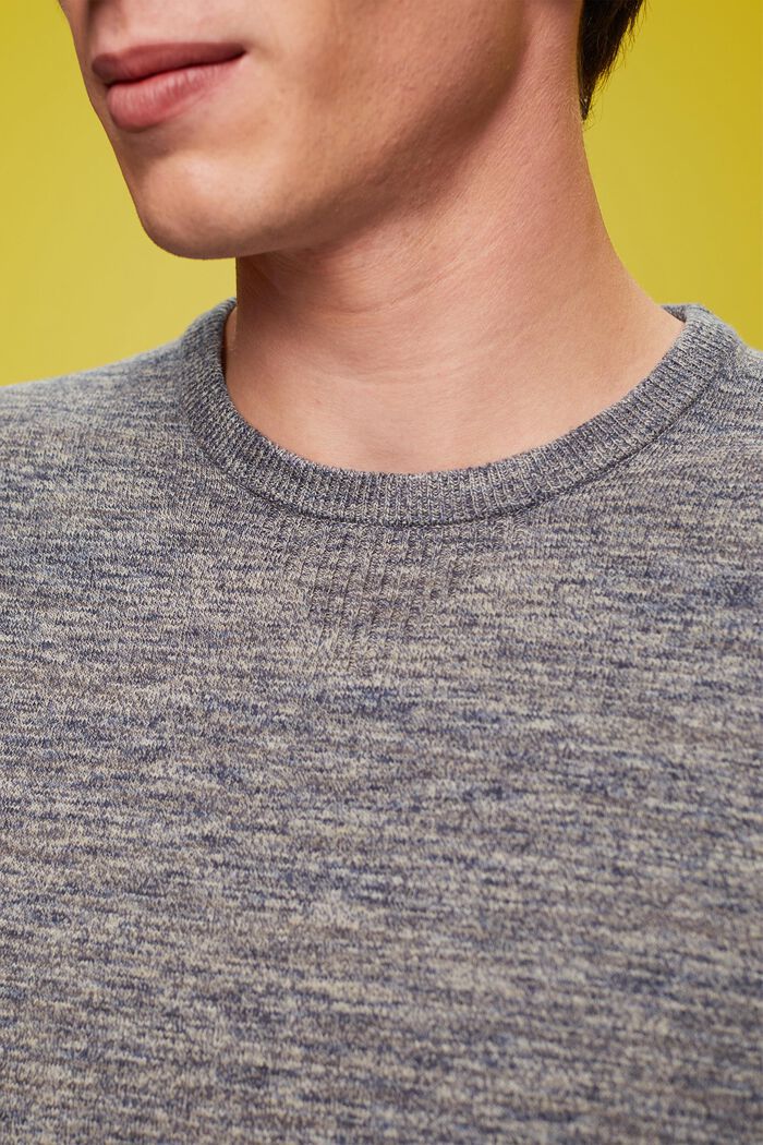 Kurzärmeliger, melierter Strickpullover