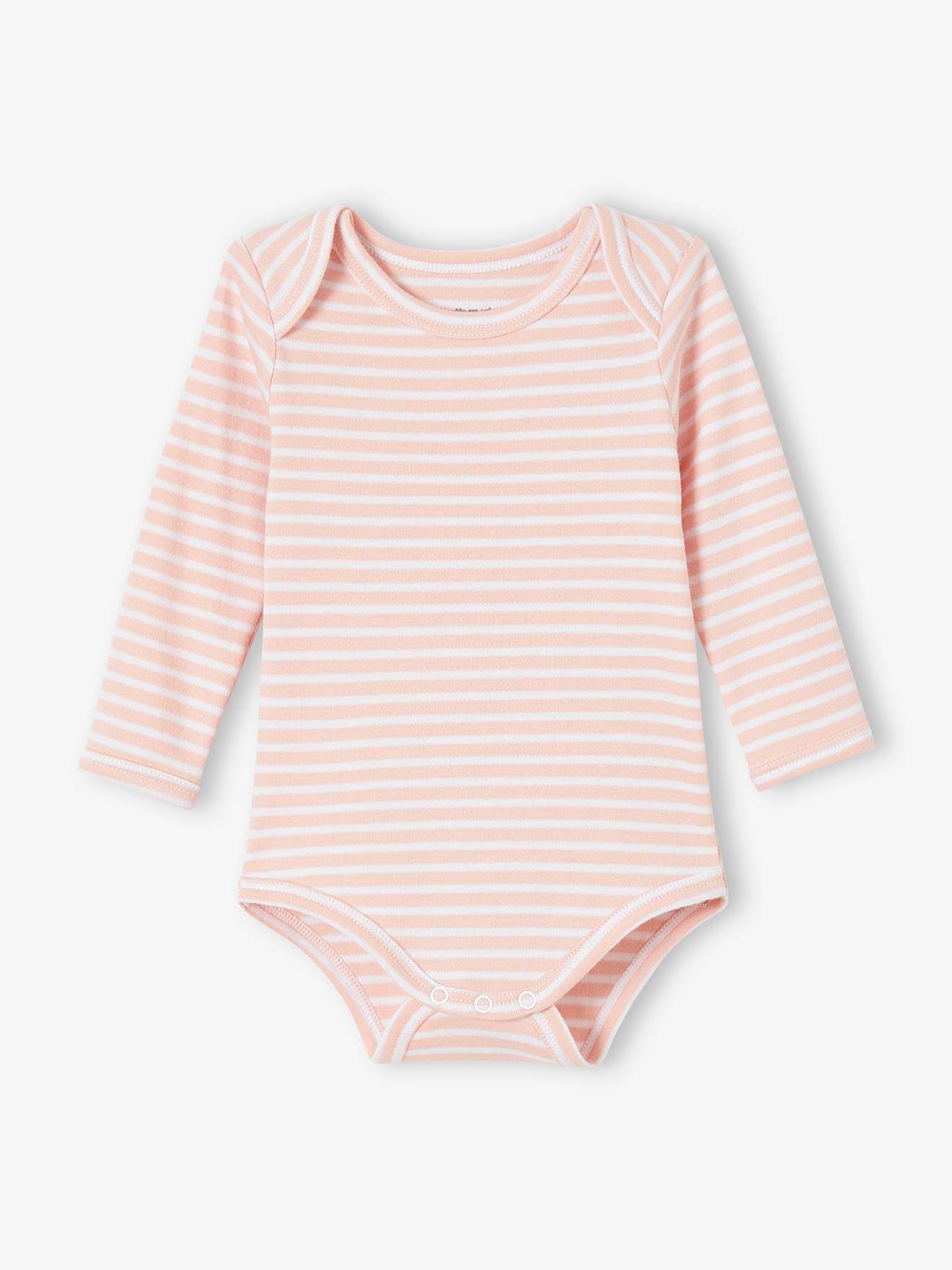 Lot de 5 bodies manches longues bébé emmanchure US lot rose grisé