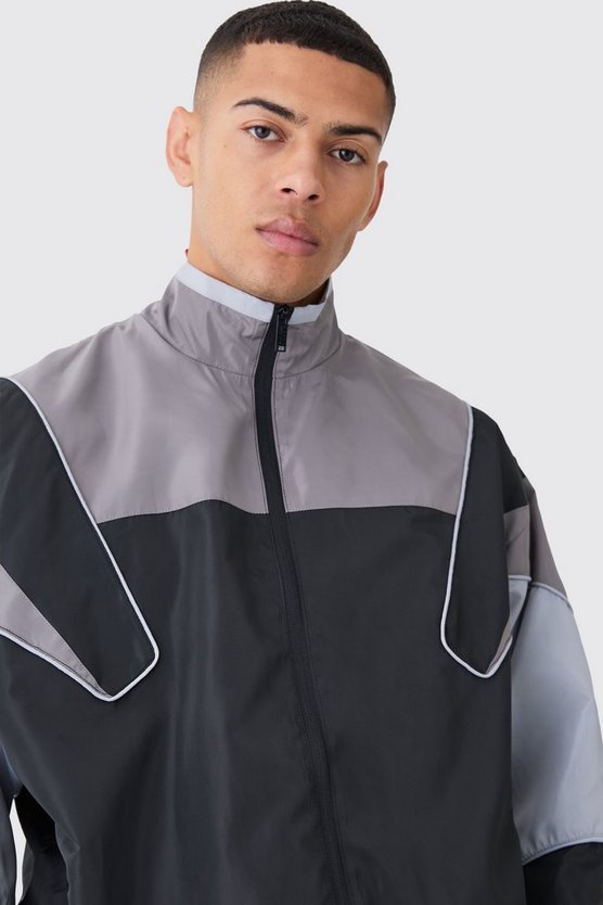 Colorblock Regenjacke mit Reißverschluss