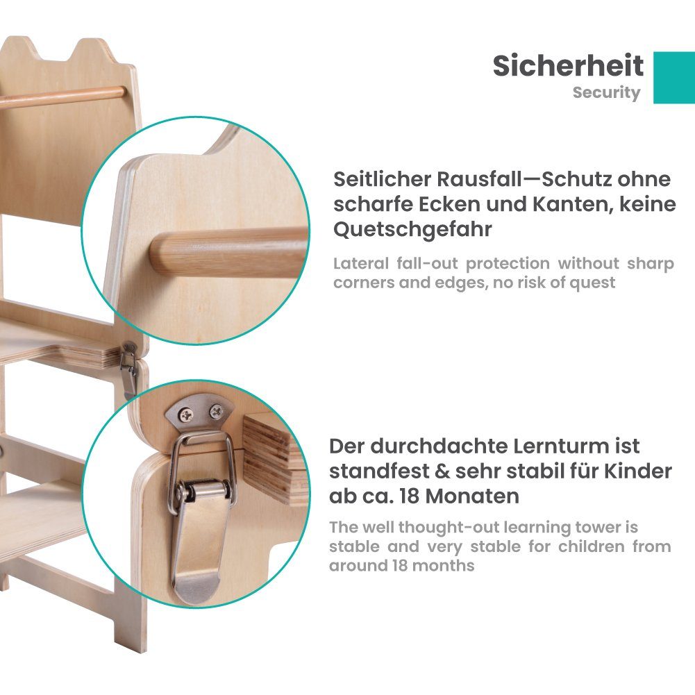 LOMOS Stehhilfe Küchenhelfer Learning Tower für Kinder aus Holz ab dem Stehalter
