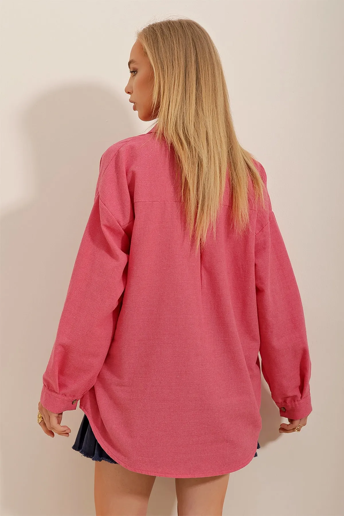 Trend Alaçatı Stili  Hemd - Rosa - Oversized