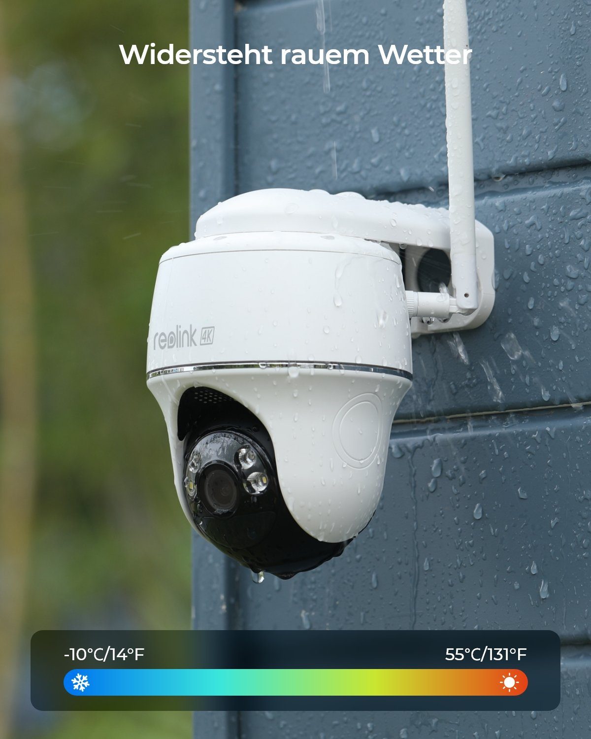 Reolink 4K 8MP Smarte kabellose Argus Series B440 Überwachungskamera (Außenbereich, 5/2,4 GHz Dualband WLAN, Spotlight, 4K, Personen-/Fahrzeugerkennung)