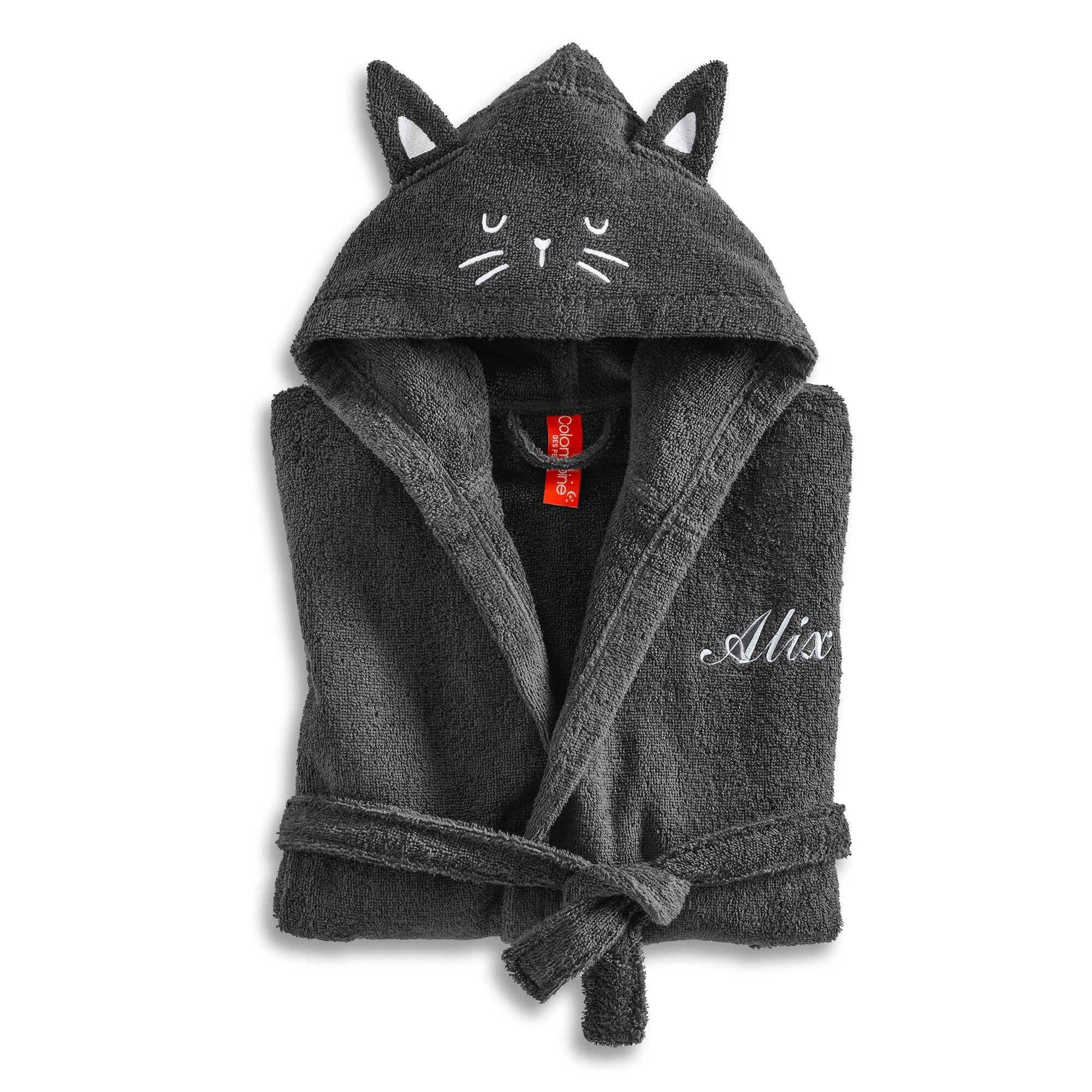 Peignoir de bain enfant personnalisable chat à capuche