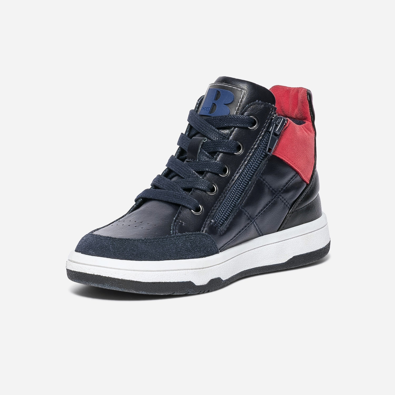 Basket BUGGY bleu marine et rouge