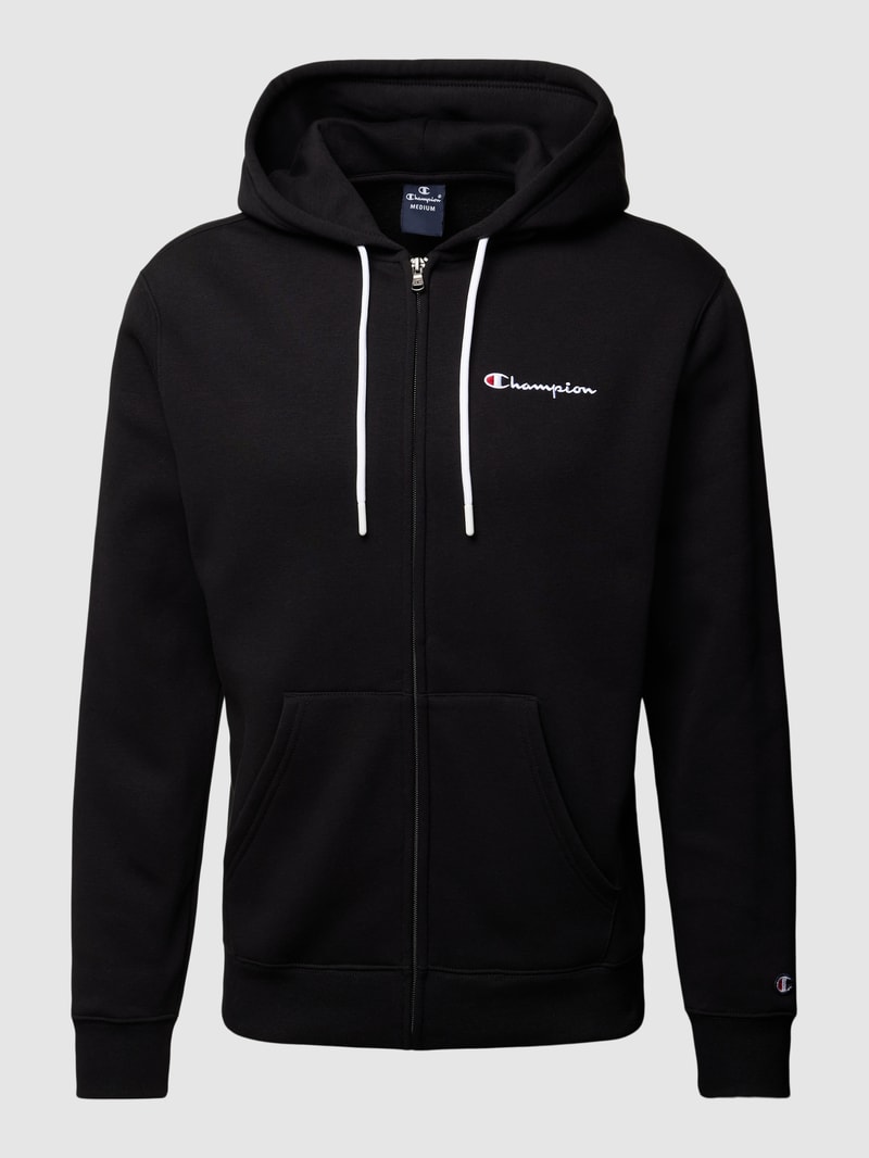 Sweatjacke mit Logo-Stitchings in schwarz