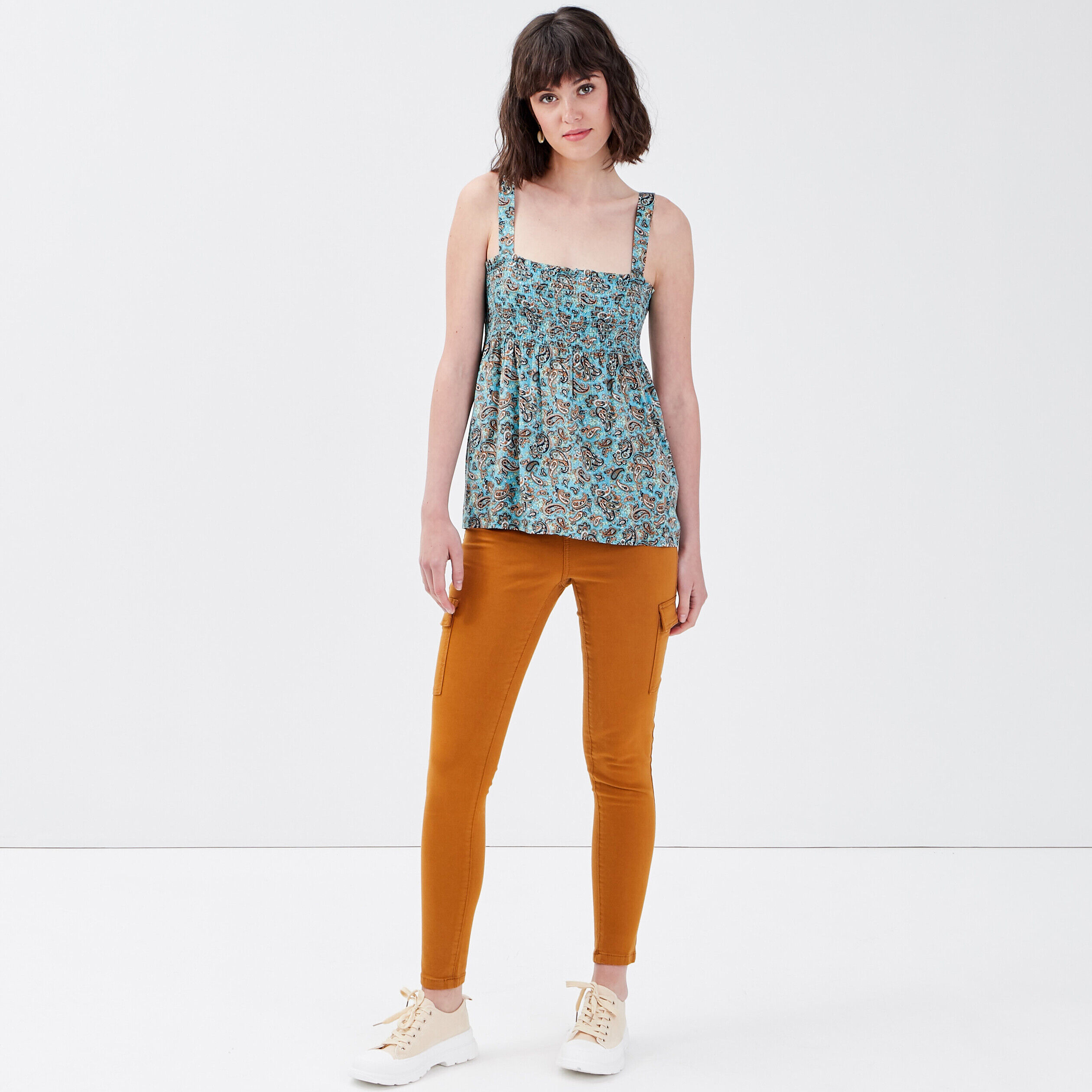 Blouse bretelles larges bleu canard femme | Cache Cache