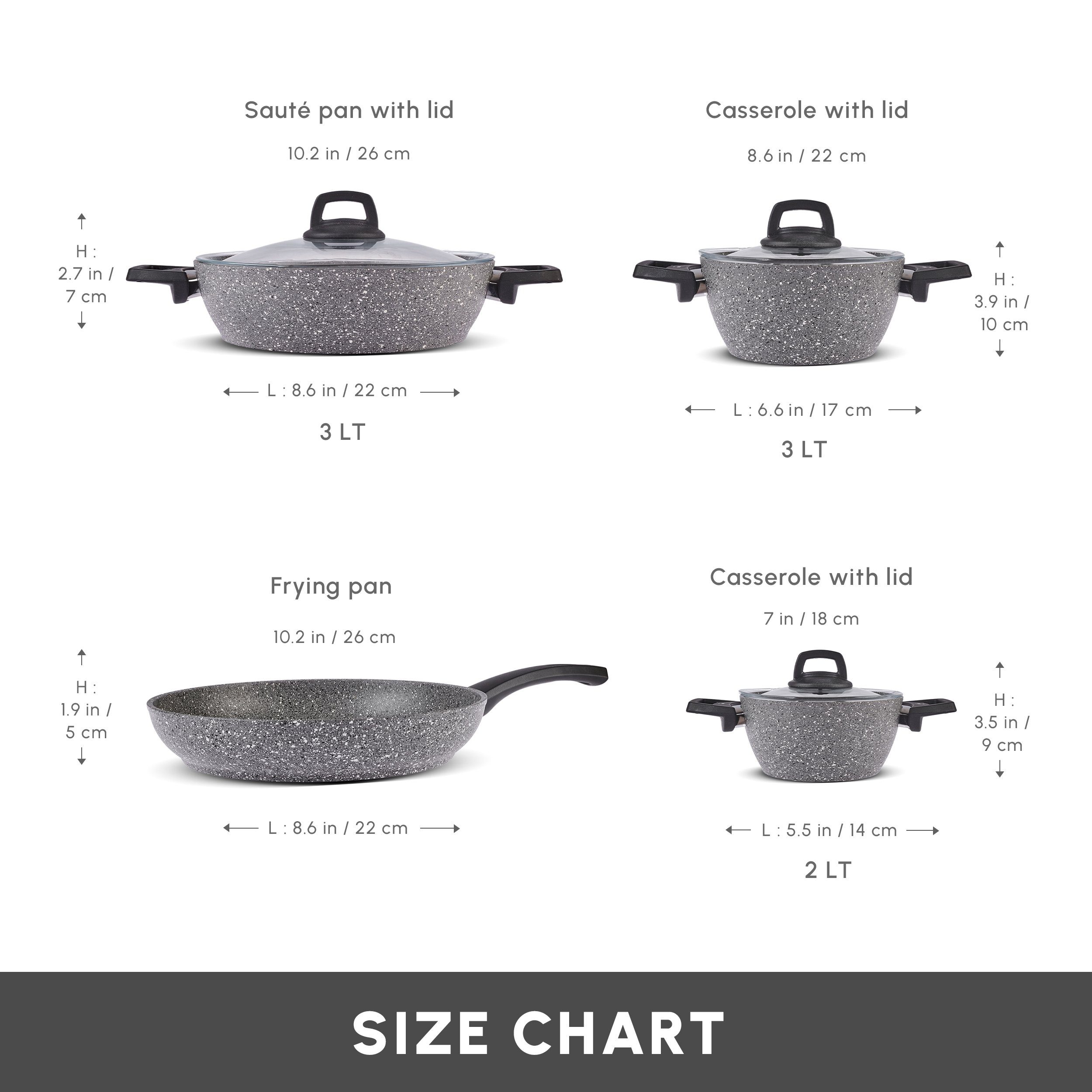 Karaca Topf-Set Gris BioGranit Kochtopf-Set 7- teilig
