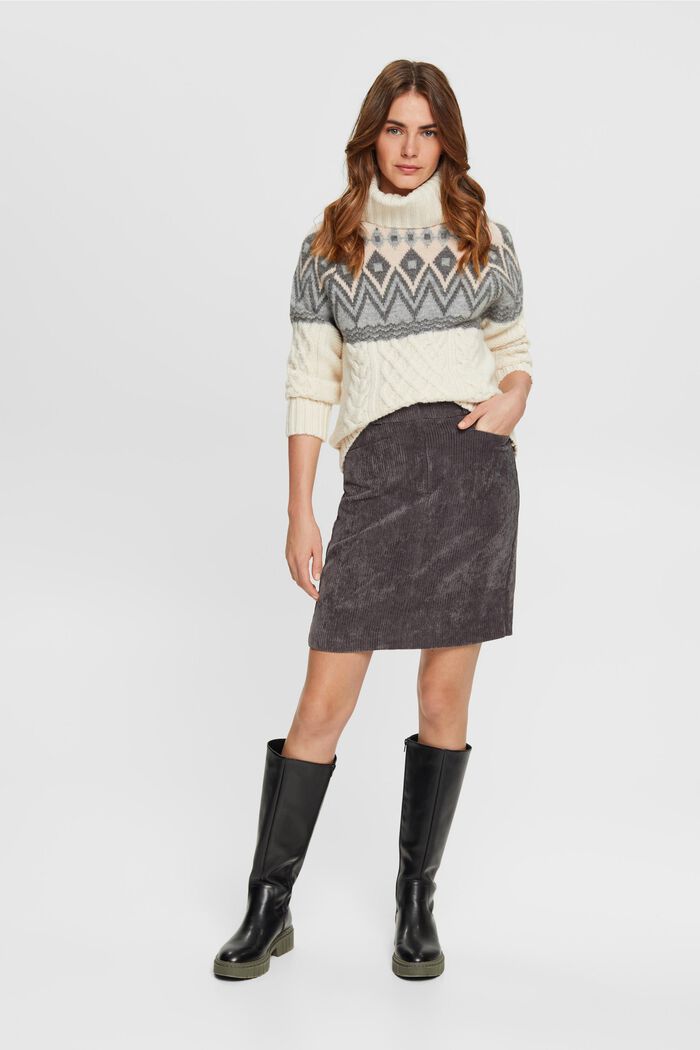 Rollkragenpullover aus Jacquard-Strick mit Wolle
