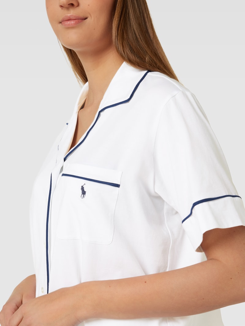 Pyjama mit Label-Stitching in weiß