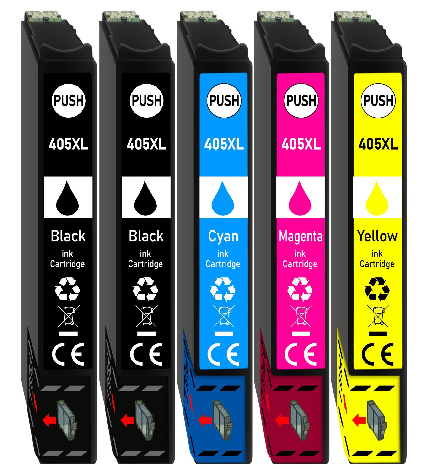 Druckerparadies 5er Multipack für Epson 405XL Tintenpatronen Set Tintenpatrone (5-tlg., für WF-3820 WF-3825 WF-4820 WF-4825 WF-4830 WF-7310 WF-7830 WF-7835 WF)