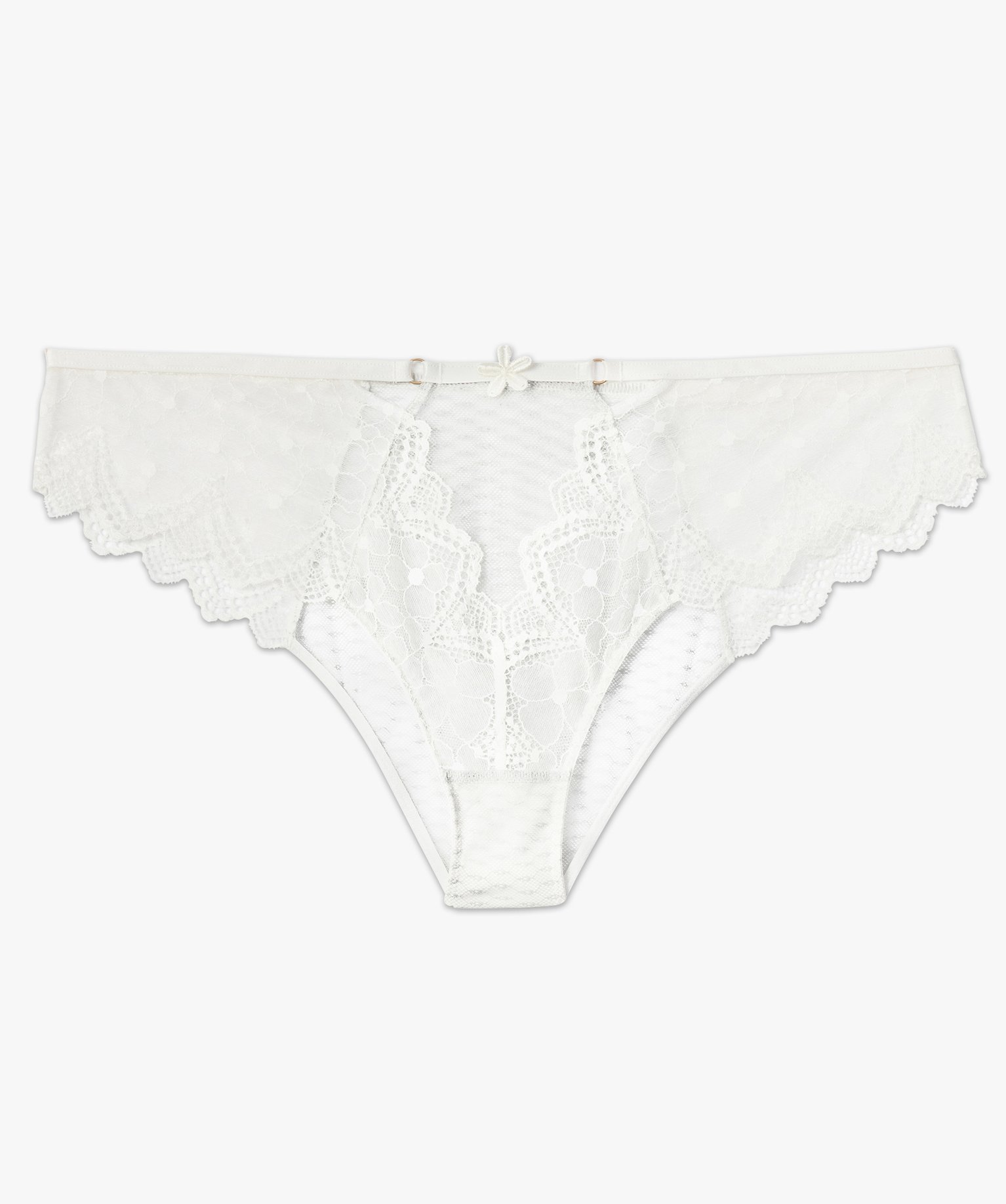 Shorty femme grande taille en dentelle avec ceinture fantaisie blanc | GEMO