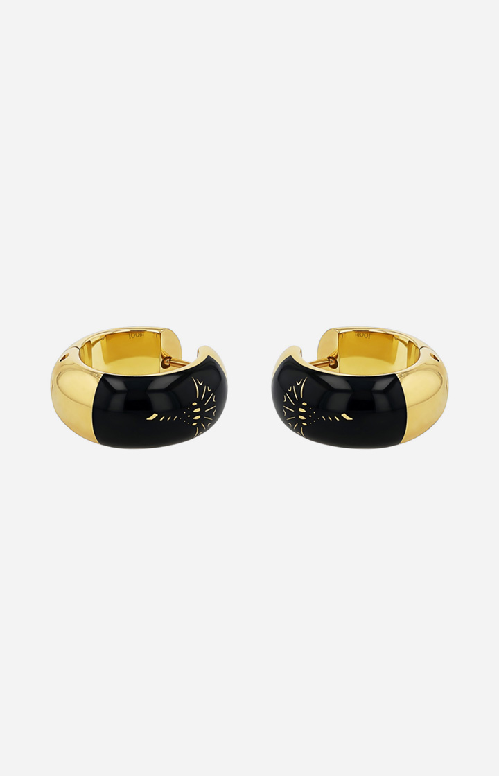 Kreolen mit Enamel Black in Gold/Schwarz