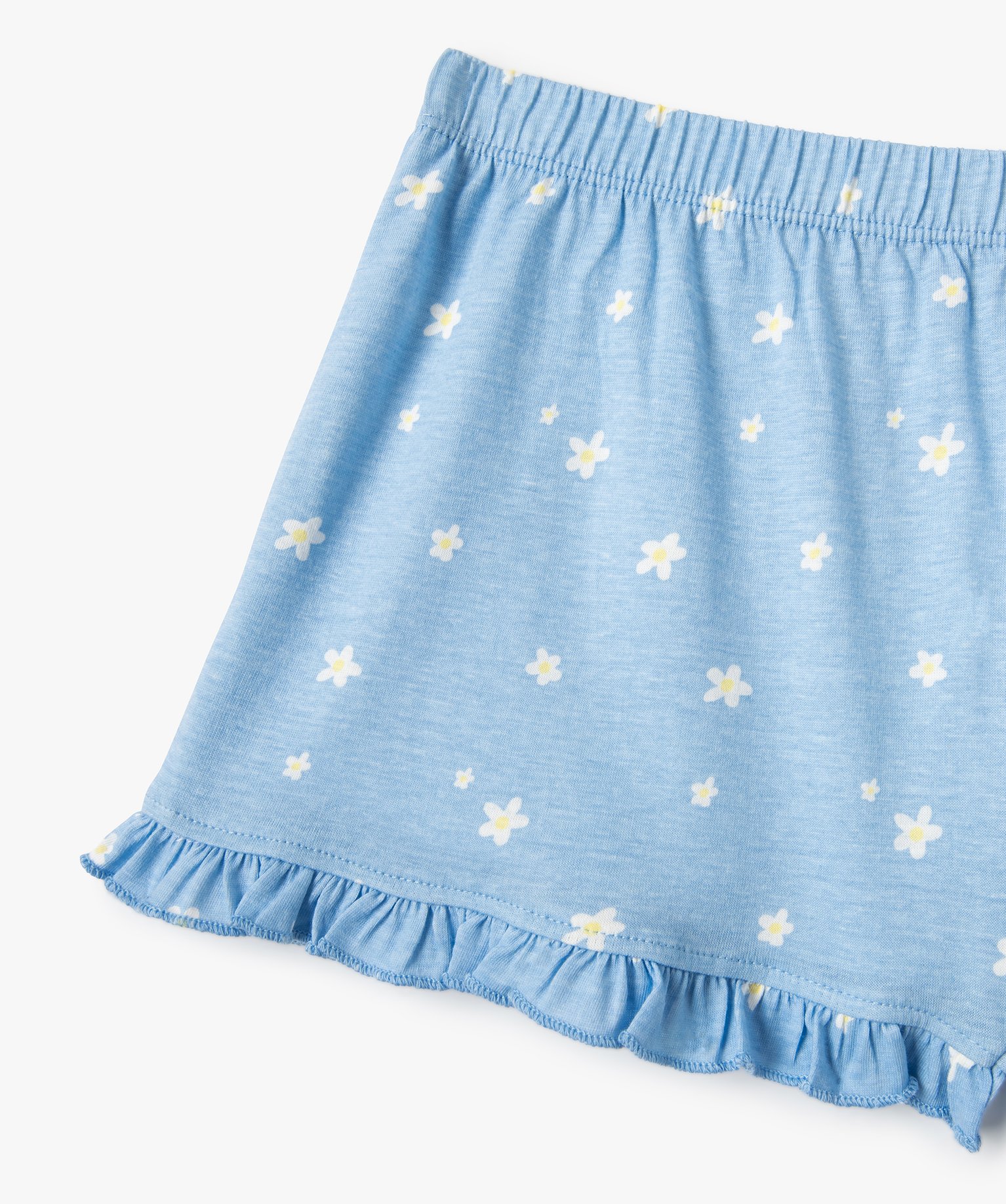 Pyjashort fille bicolore avec motifs fleuris blanc | GEMO