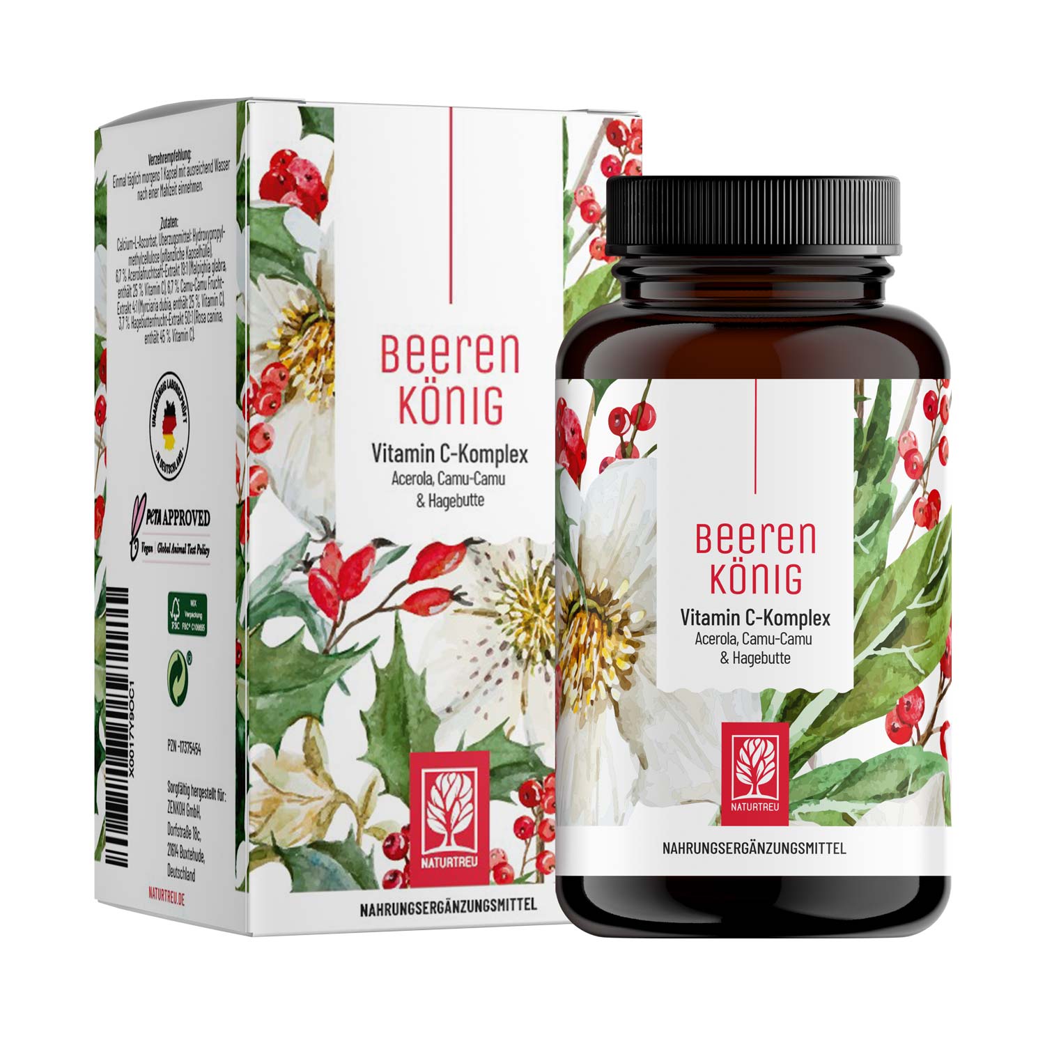 Vitamin C Komplex mit Camu Camu & Acerola - Beerenkönig - NATURTREU®
