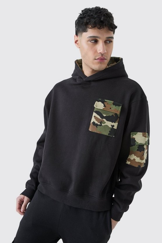Kastiger Oversize Hoodie mit Camouflage-Print