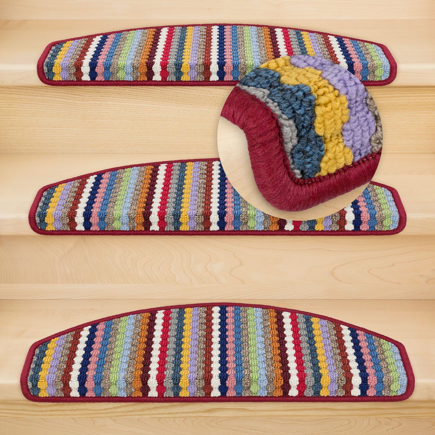 Stufenmatte Multistripe 16 Stück, Metzker®, halbrund, Höhe: 6 mm, 16 Stück im Set - Bunt