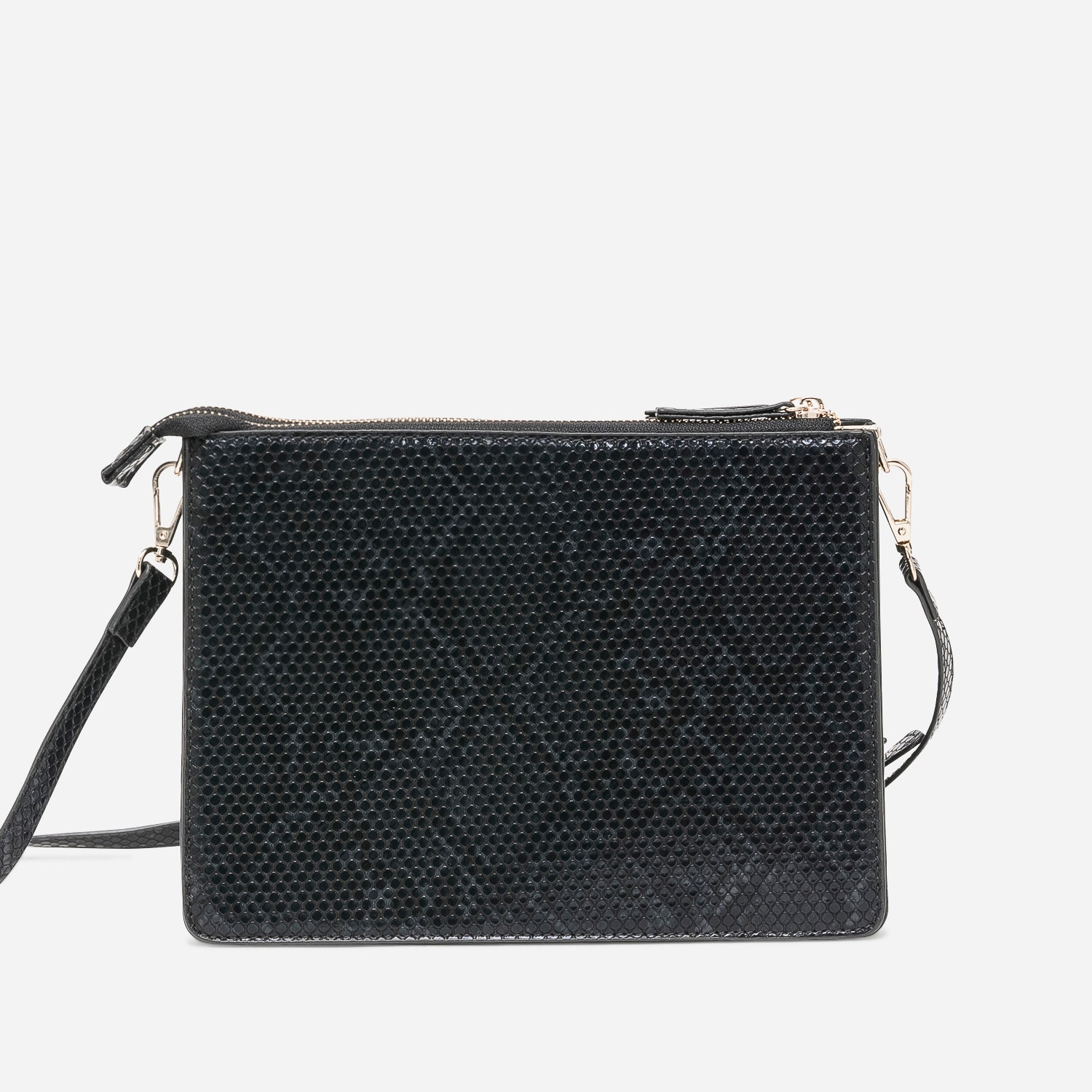 Double pochette noire effet python