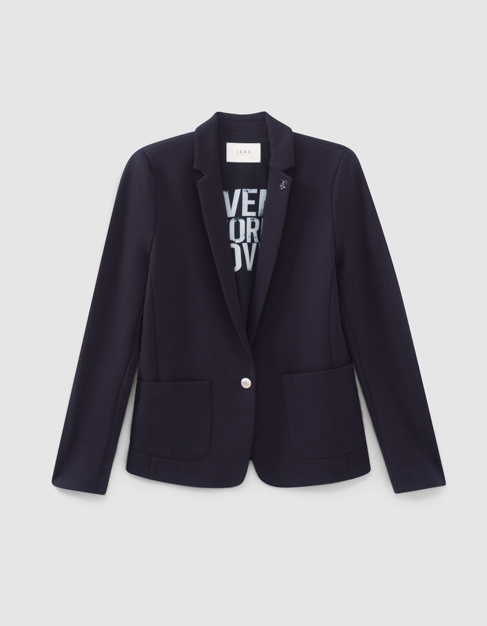Veste tailleur marine rayures col et manches femme