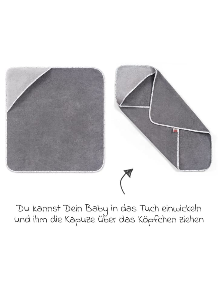 Wörner 3-tlg. Bade-Set - Kapuzenbadetuch in grau günstig kaufen onesize