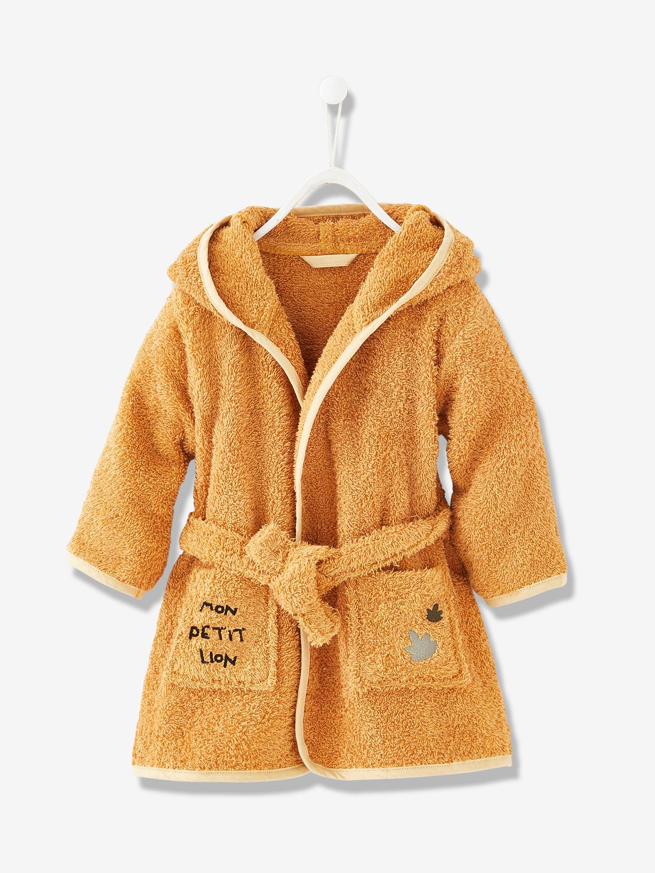 Peignoir bébé personnalisable Lion camel