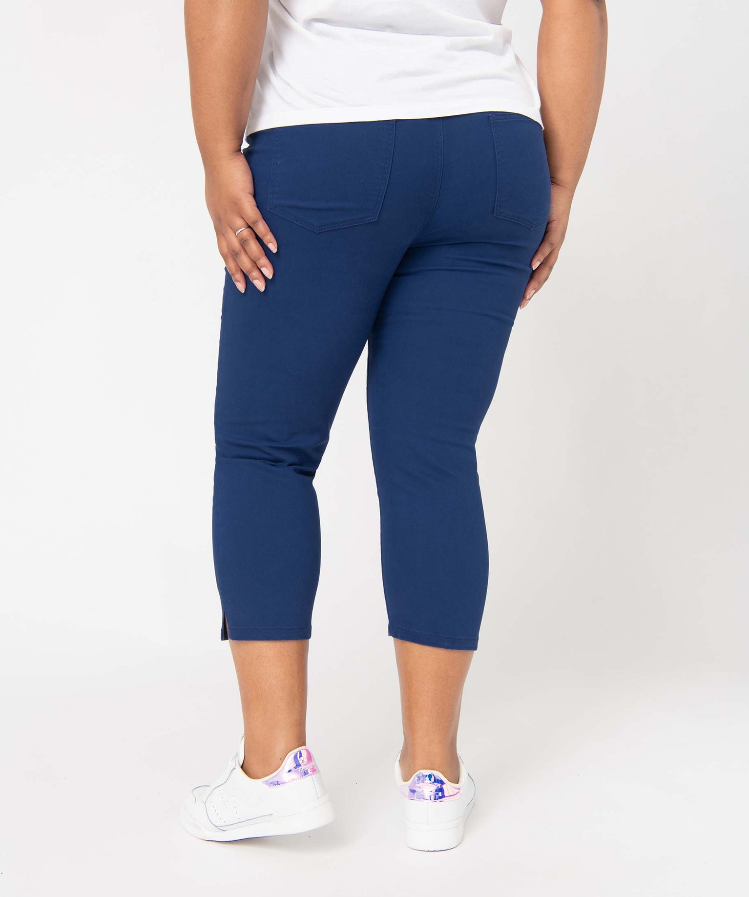 Pantacourt femme grande taille en toile extensible coupe aju... bleu | GEMO