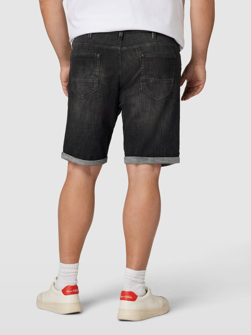 PLUS SIZE Jeansshorts mit fixierten Beinumschlägen Modell 'RICK' in schwarz