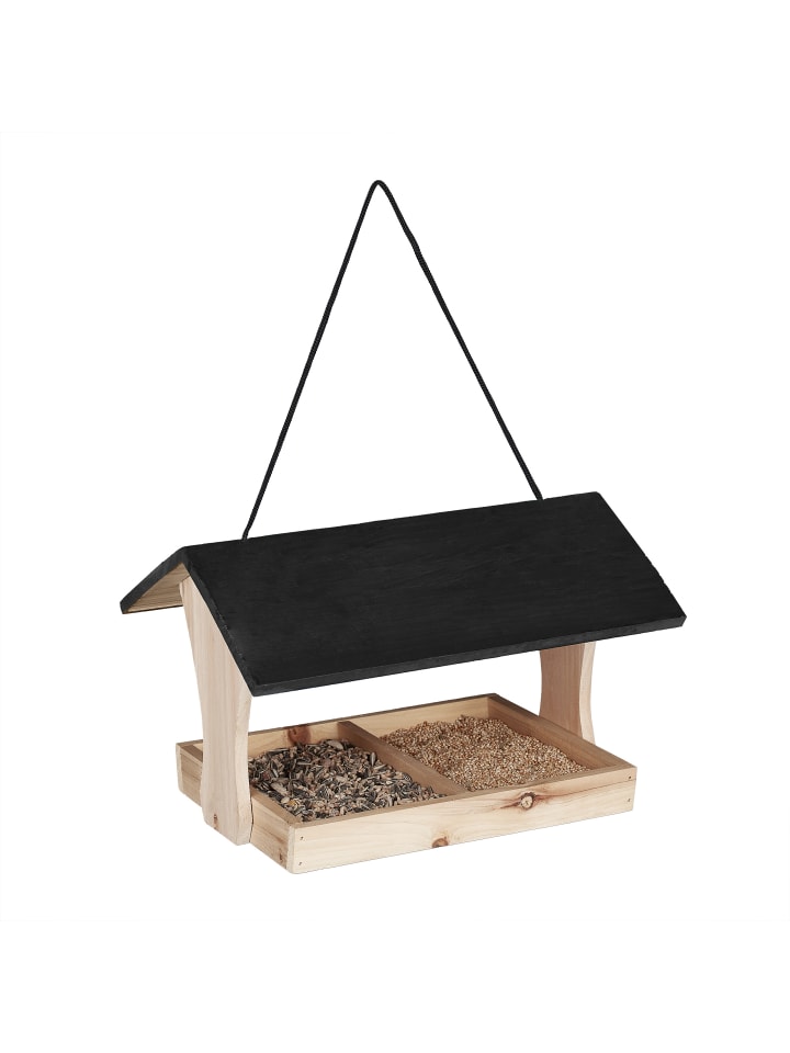 relaxdays Vogelfutterhaus in Schwarz/ Natur günstig kaufen onesize