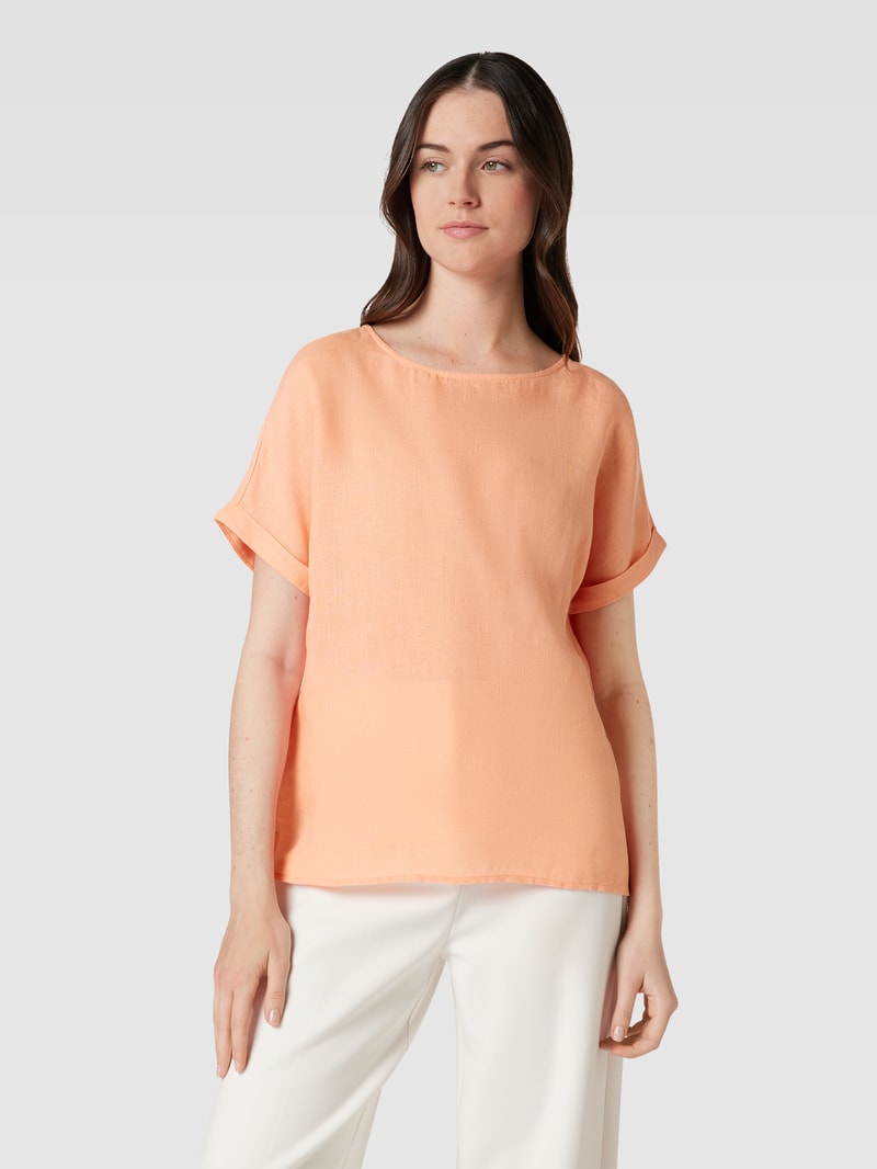 Leinenbluse mit U-Boot-Ausschnitt in apricot