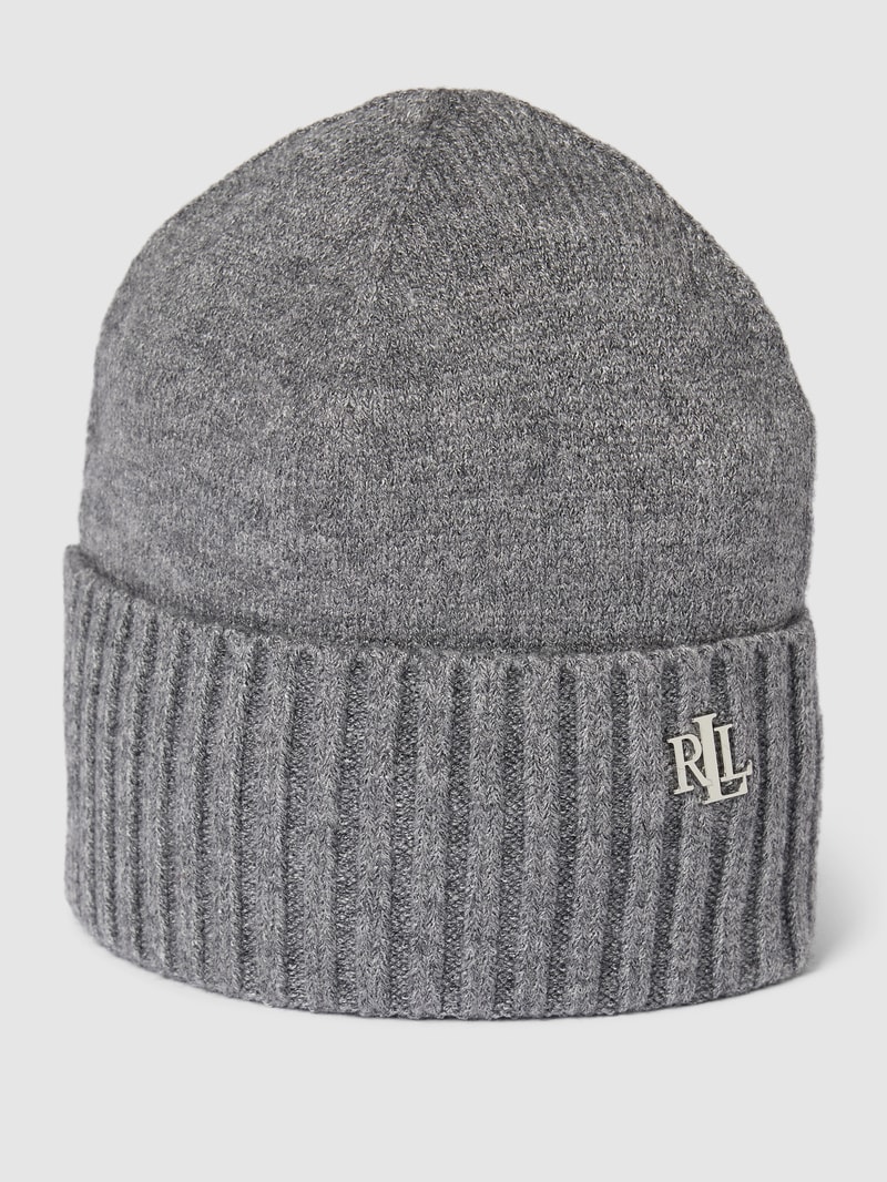 Beanie mit Label-Detail in hellgrau