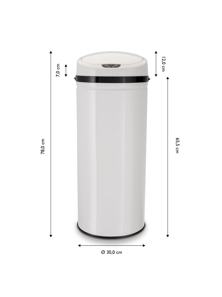 Echtwerk Edelstahl Abfalleimer mit Sensor 42 l in Weiß günstig kaufen onesize