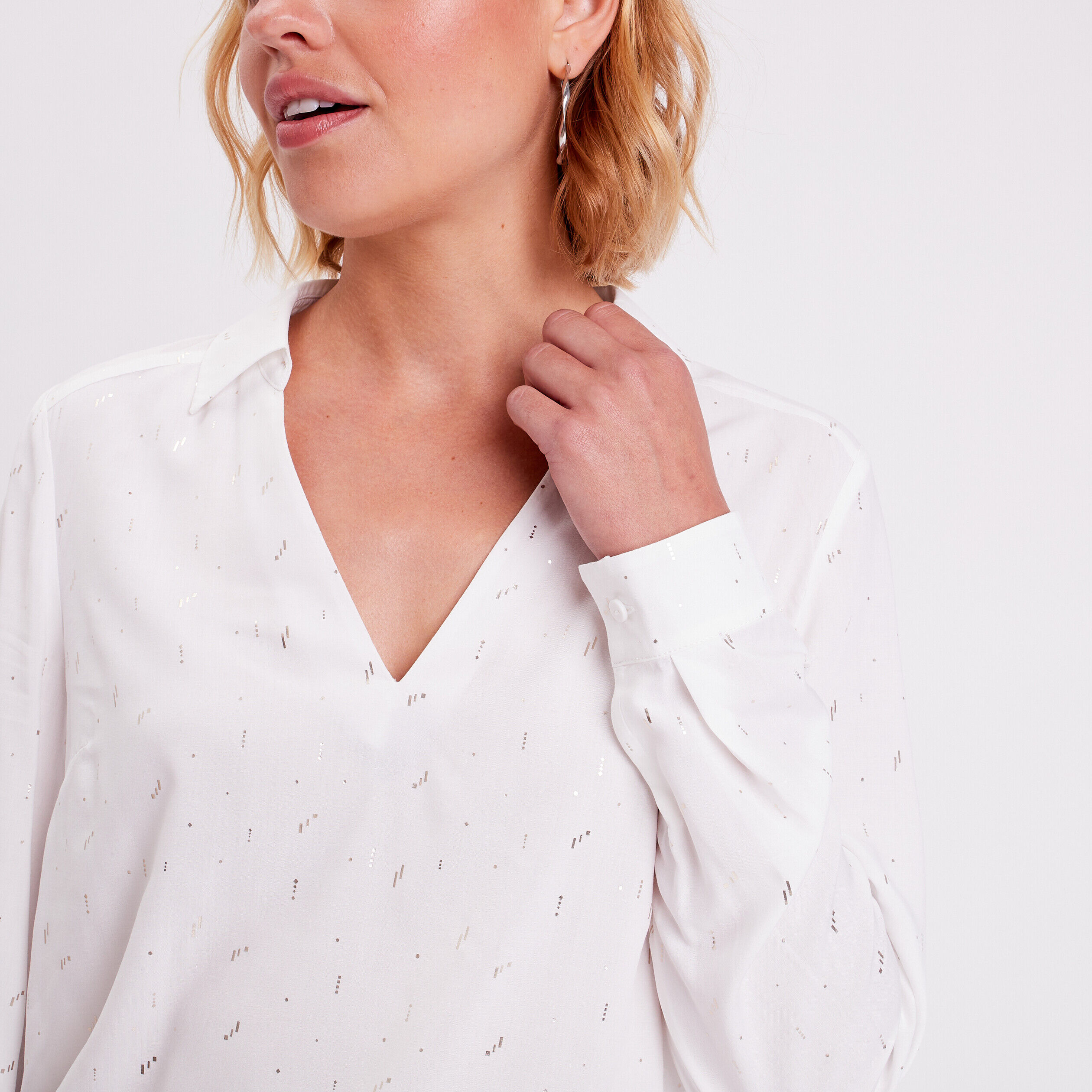Blouse manches longues blanc femme | Cache Cache
