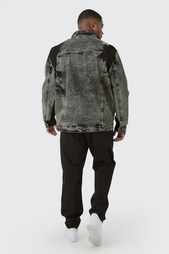 Plus Jeansjacke mit Acid-Waschung