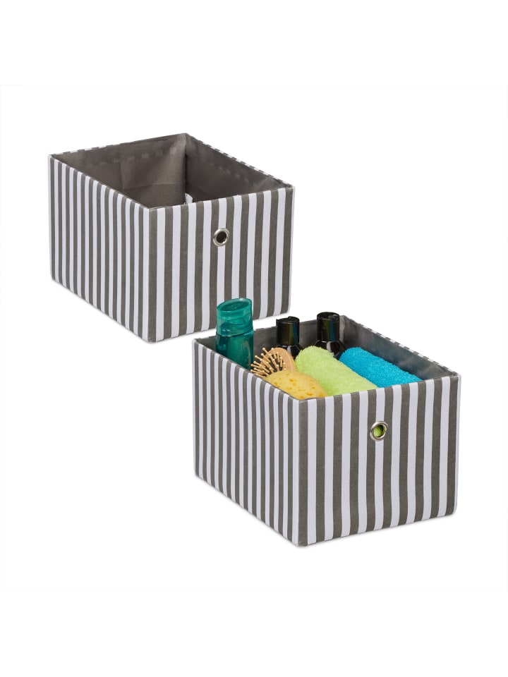 relaxdays 2 x Aufbewahrungsbox in Grau/ Weiß - (B)20 x (H)16 x (T)25 cm günstig kaufen onesize