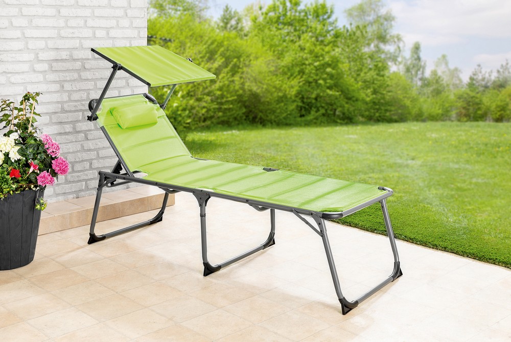 Solax Sunshine XXL-Komfort-Sonnenliege inkl. Kissen gepolstert aus Aluminium - Apfelgrün