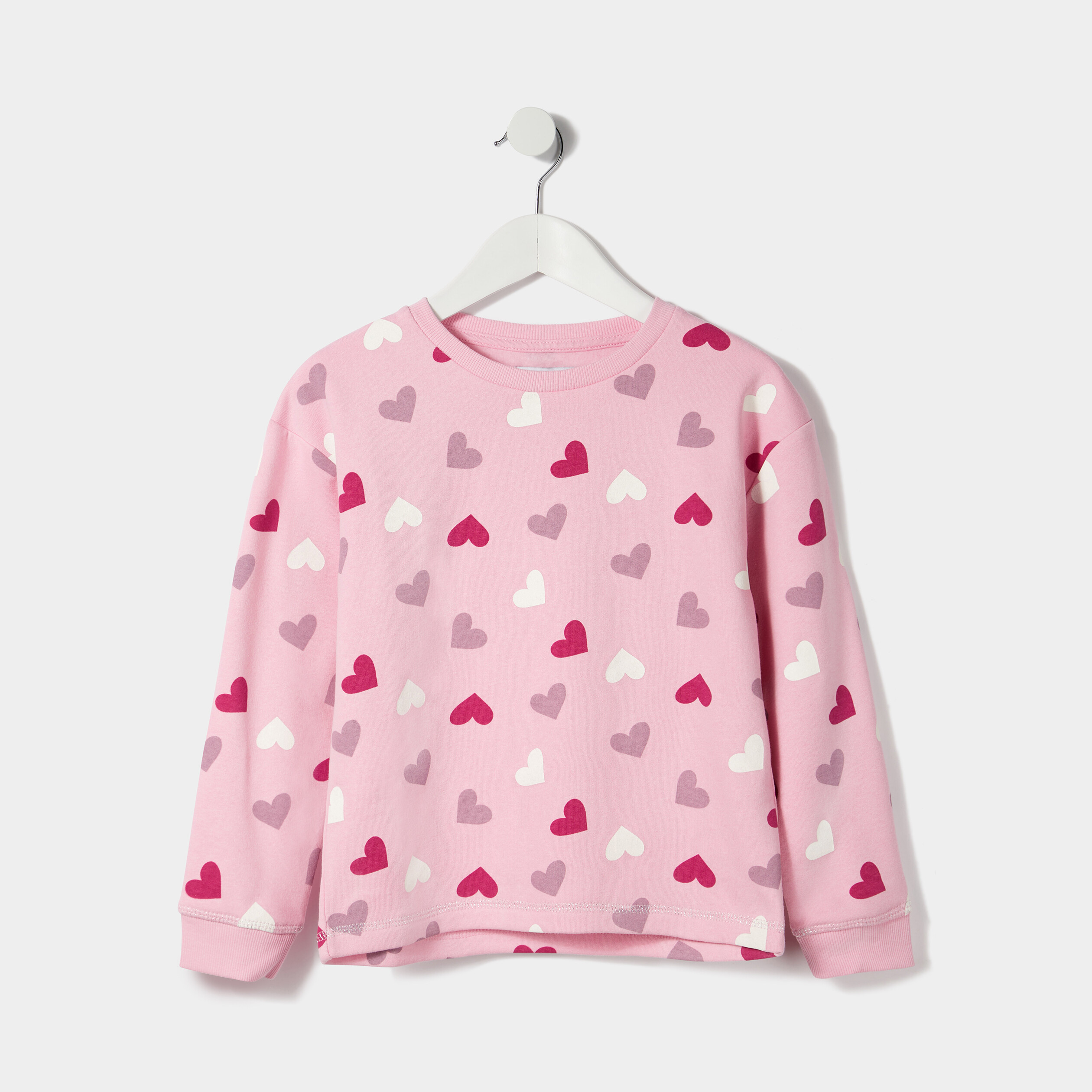 Sweat manches longues rose pastel fille | La Halle