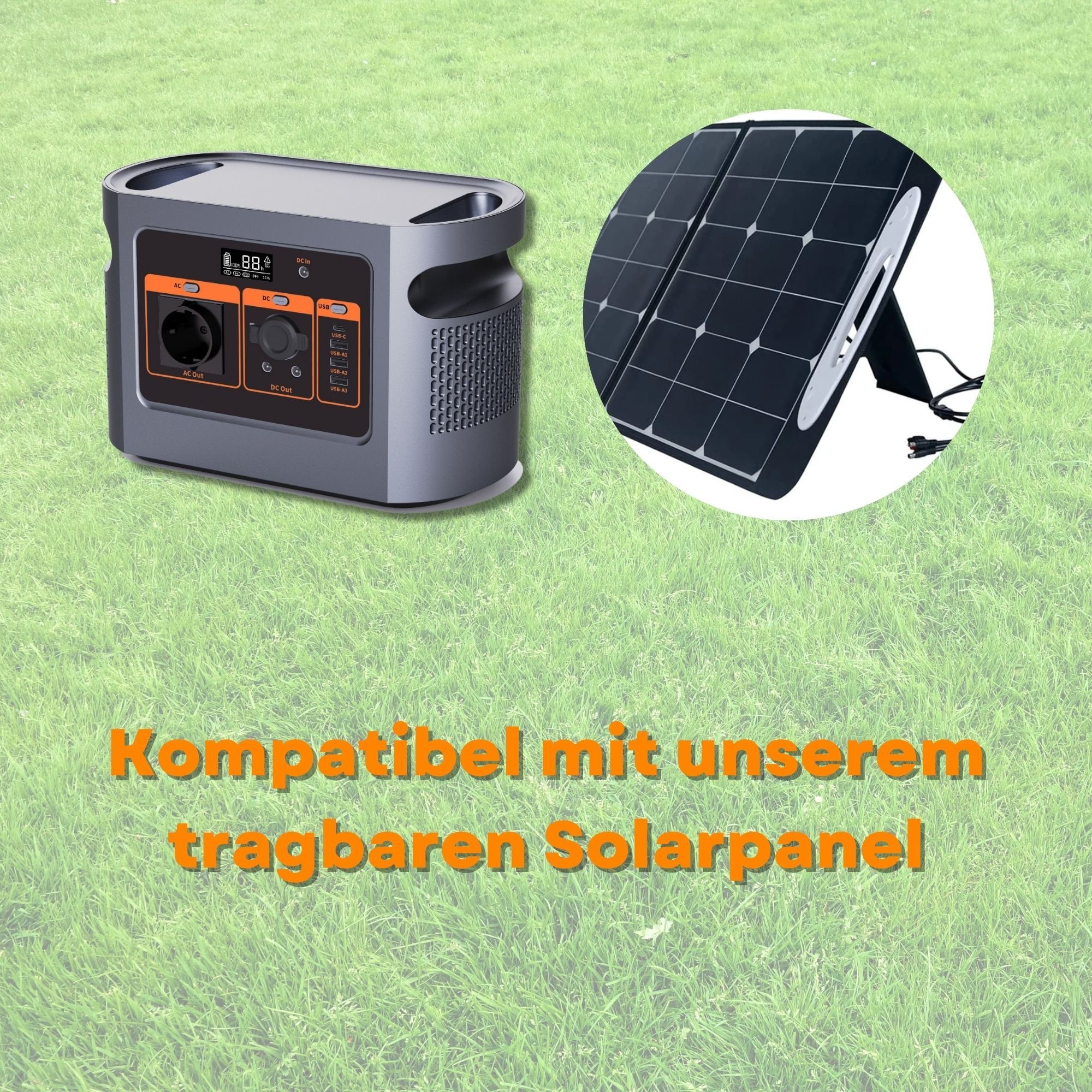 Fine Life Pro Stromerzeuger Power Station QE05-1200W/1008Wh Mit Solar panel PV200, 1,20 in kW, (Set, 2-tlg., Notfall-Solar Generator), Kann 2500 Mal recycelt werden,Solar Generator