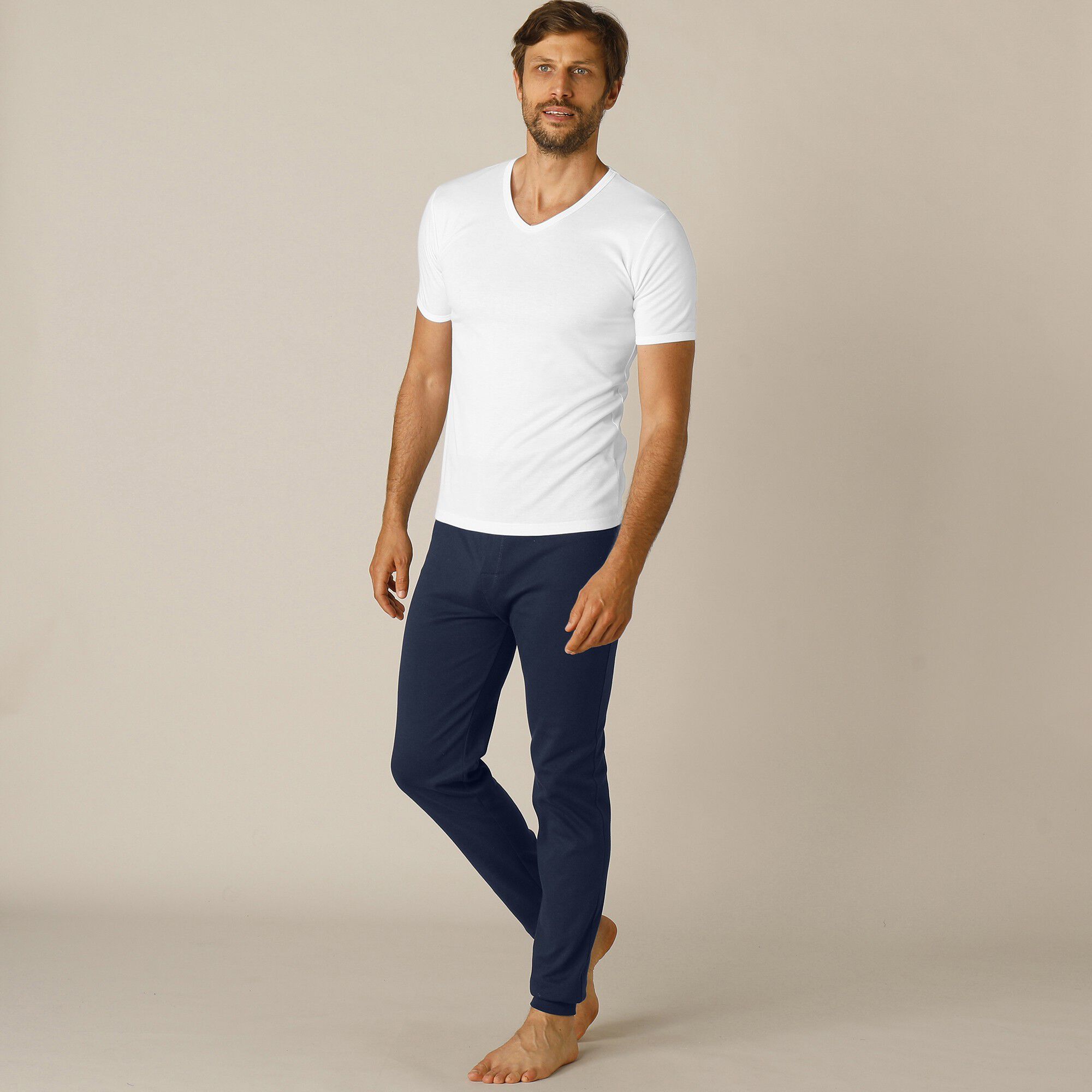 Tee-shirt sous-vêtement homme col V manches courtes polyester