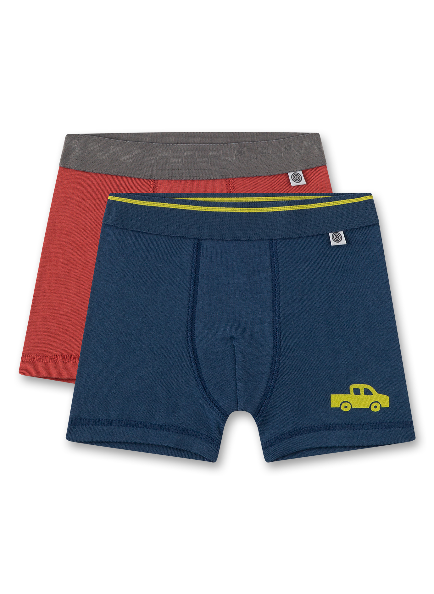 Jungen-Hipshorts (Doppelpack) Dunkelblau mit Auto und Rost