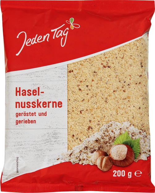 Jeden Tag Haselnusskerne gemahlen