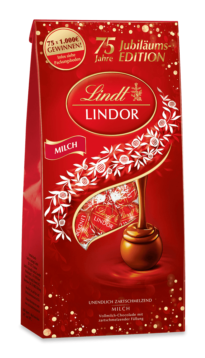 LINDOR Kugel Beutel Milch, 75 Jahre Jubiläum, 137g