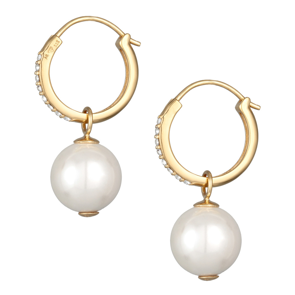 Elli Elli Boucles d'Oreilles Femmes Créoles étincelantes avec perles de coquillage et  Boucles d'oreilles
