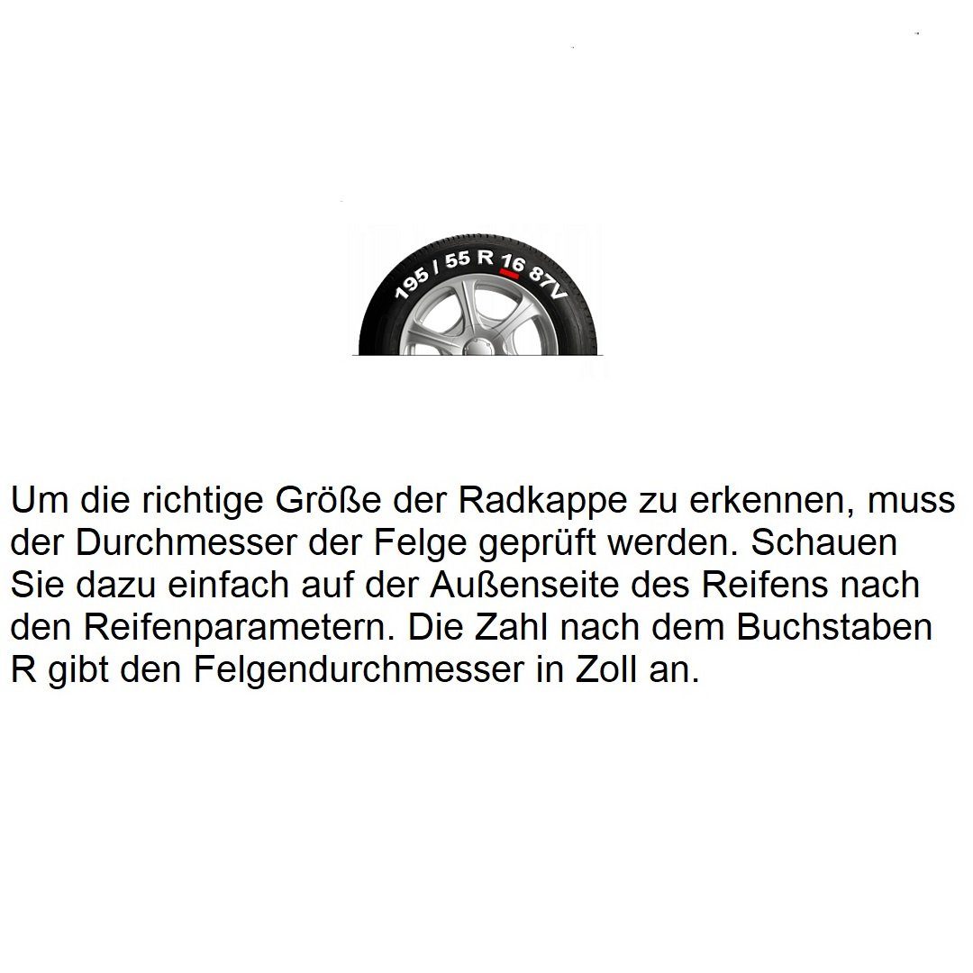 NRM Radkappen QUAD Bicolor, 14 in Zoll, Radzierblenden für Stahlfelgen Zweifarbige Radkappen Satz 4er Set 14