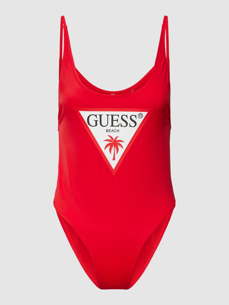 Badeanzug mit Label-Print in rot