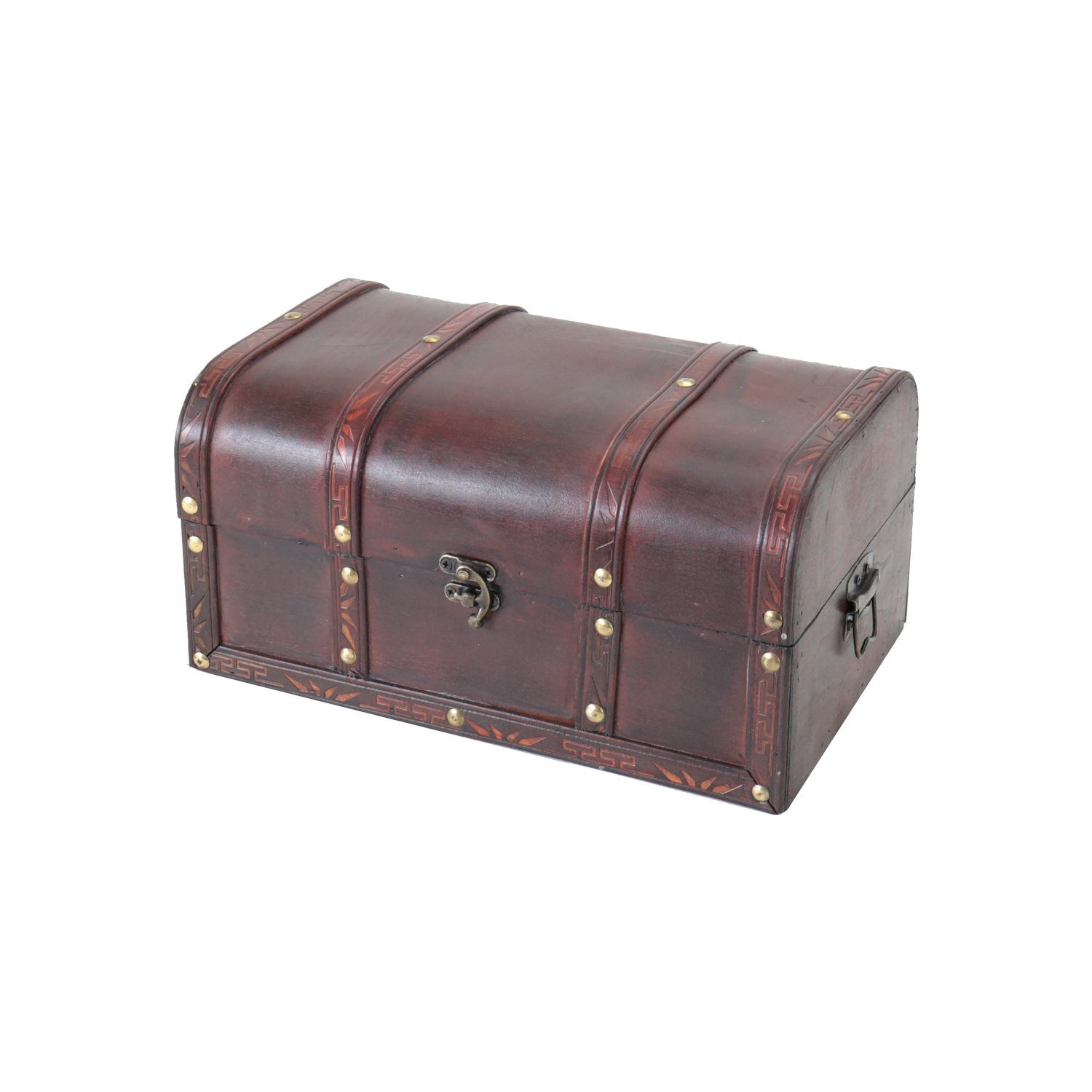 HMF Schatzkiste Handgefertigte Holztruhe Portugal (1 St), Dekorative Aufbewahrungsbox mit Schloss, 30x20x15cm