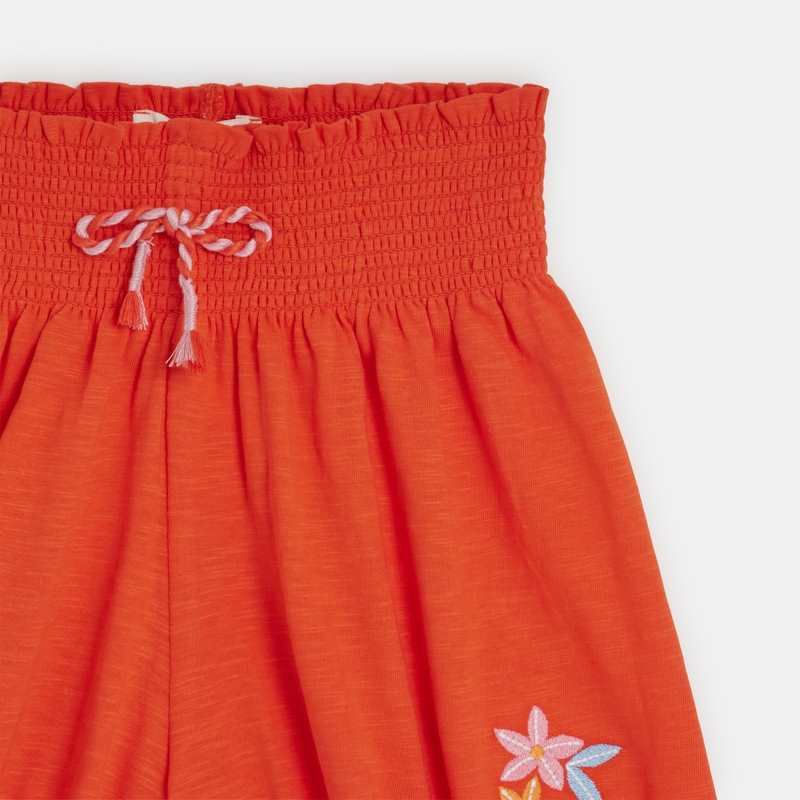 Short large fille rouge à broderies Catimini