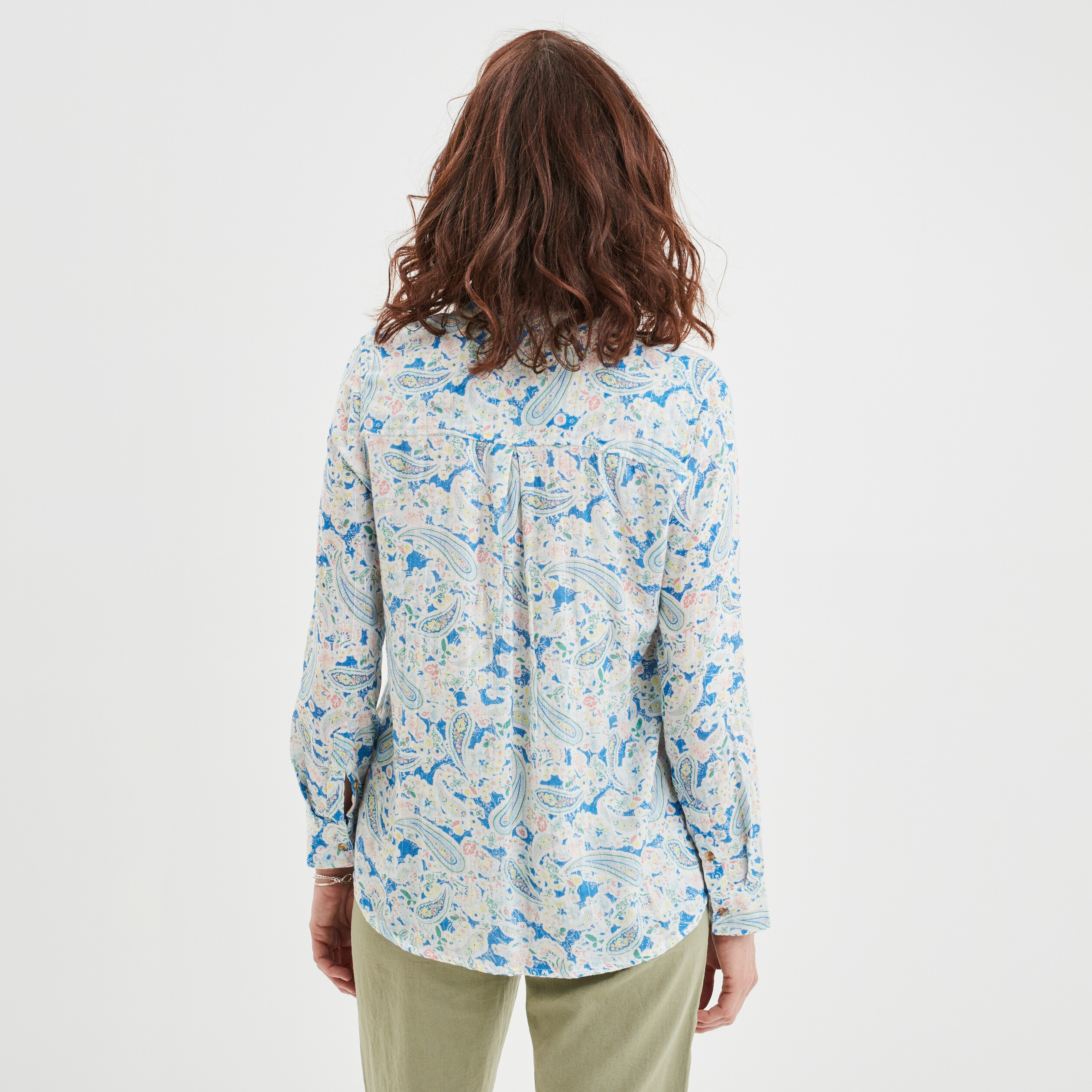 Chemise manches longues col mao blanc femme | La Halle